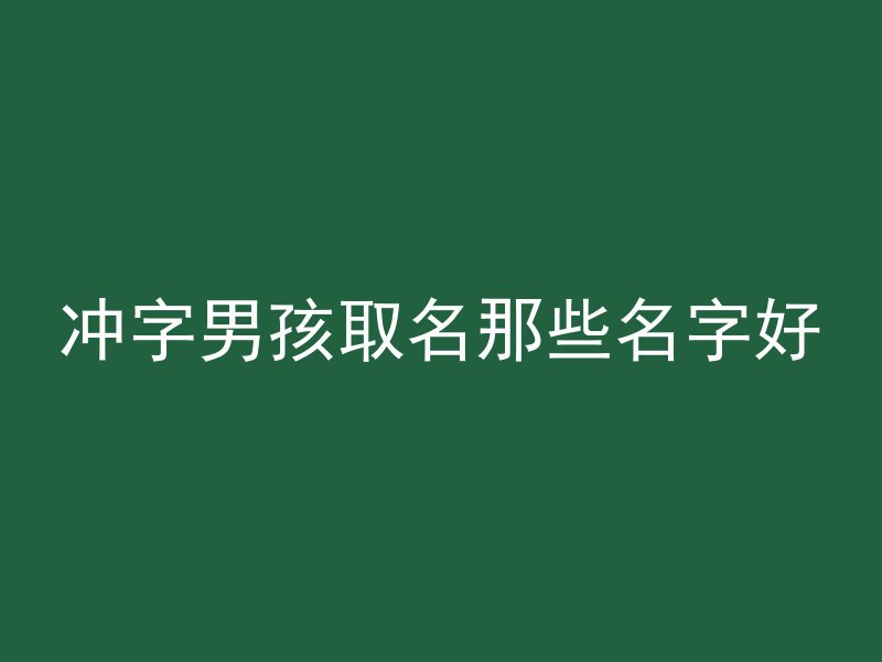 冲字男孩取名那些名字好