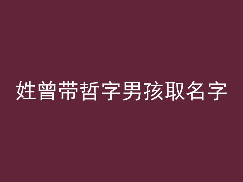 姓曾带哲字男孩取名字