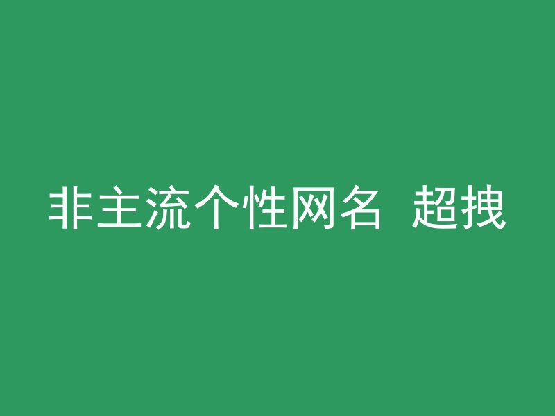 非主流个性网名 超拽