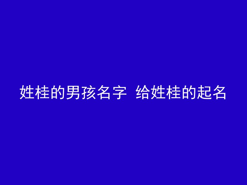 姓桂的男孩名字 给姓桂的起名