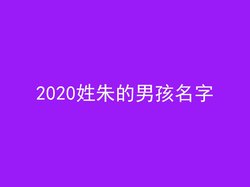 2020姓朱的男孩名字